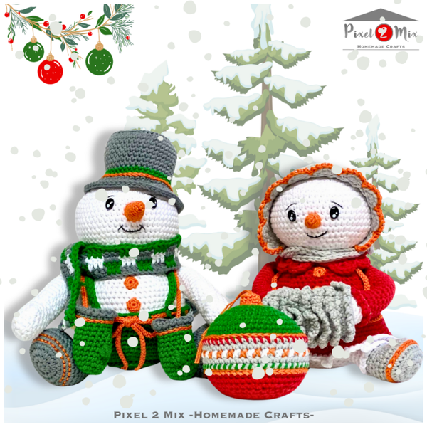 Sam & Saskia - Het Sneeuwpop  Duo - Kerst - Haakpakket (Alleen voor Leden van Gek op Haken)