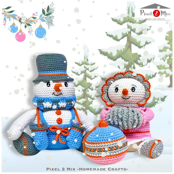 Sam & Saskia - Het Sneeuwpop  Duo - Winter - Haakpakket (Alleen voor Leden van Gek op Haken)