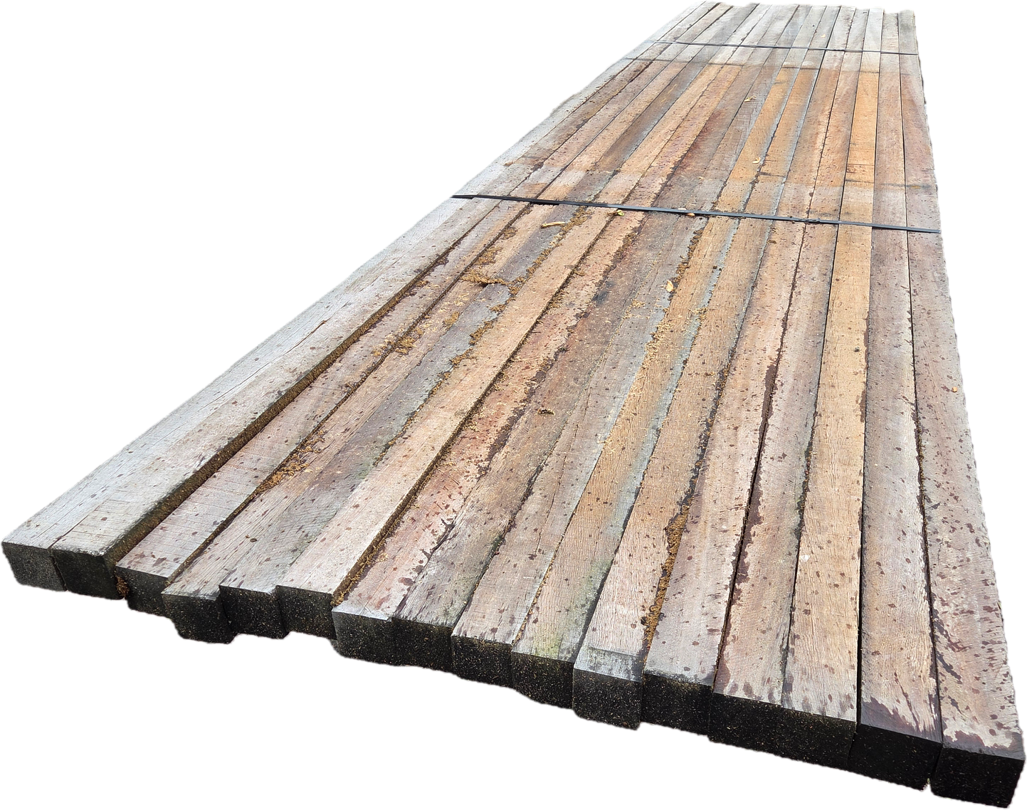 Hardhouten palen  - fijnbezaagd  6.0x6.0 cm  16 stuks 4.50 meter