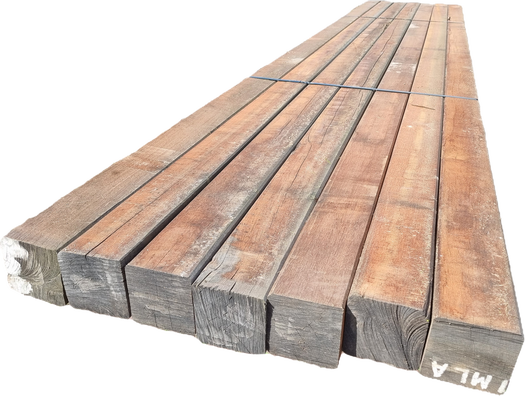 Hardhouten palen / balken - geschaafd 12.0x12.0 cm 7 stuks 4.50 meter Lichte b keus