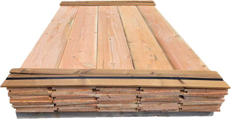 10.8 m2 Douglas Zweeds rabat  Werkende Breedte: 180 mm Dikte: 12 naar 24 mm  40 stuks 1.50 meter lichte B-keus   € 165,- inclusief BTW   Paknummer: tp147