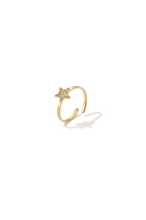 Minimalistische Verstelbare Ring Met Strass Ster