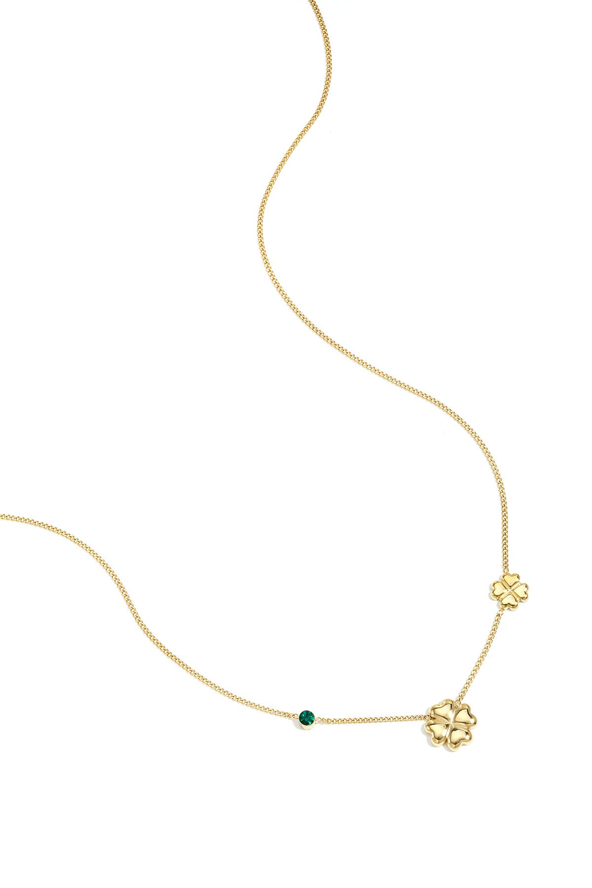 Ketting Met Klavertjes En Gekleurd Steentje