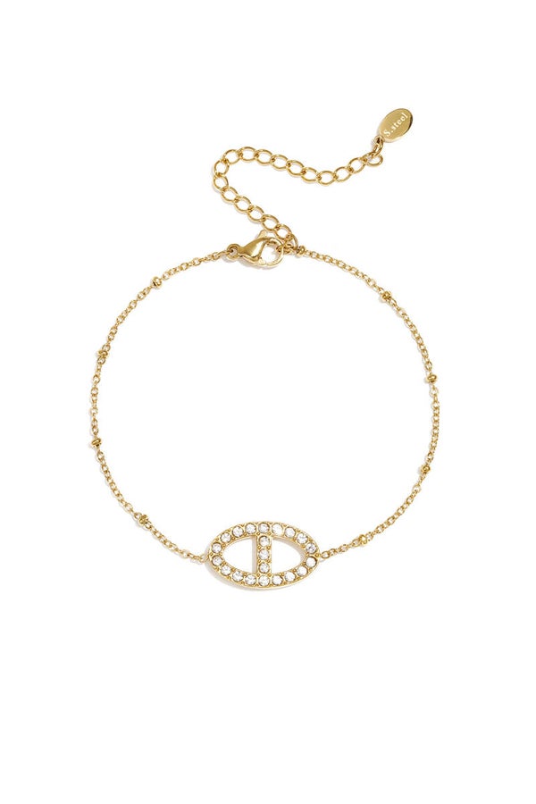 Armband Met Steentjes In Ovale Charm