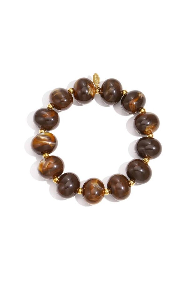 Elastieken kralen armband bruin