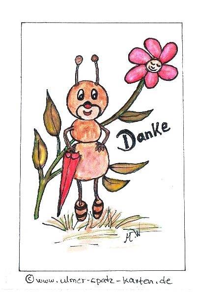 Danke Ameise mit Blume