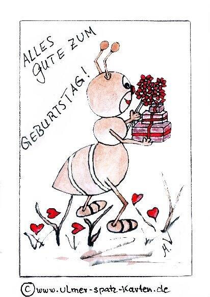 Geburtstag Ameise mit Geschenken