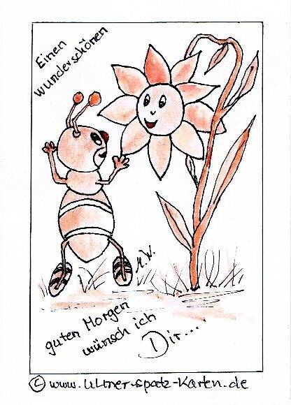 Guten Morgen - Ameise mit Sonnenblume