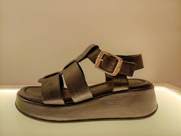 Sandalo Frau Zeppa Gabbia black