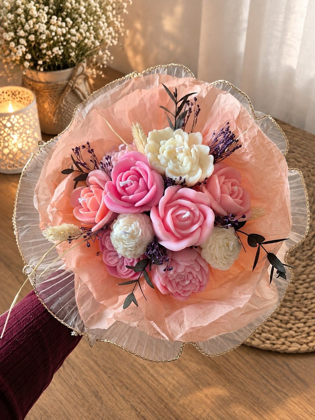 Blumenstrauß aus sojawachs.