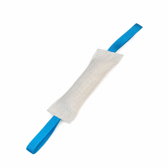 Boudin blanc avec deux poignées bleues