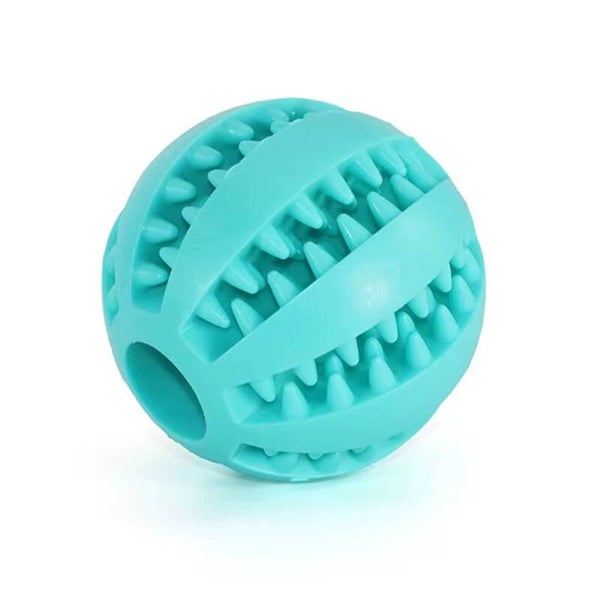 Jouet à mâcher Bleu turquoise pour chien 7,5 cm – balle friandise pour nettoyer les dents et occuper le chien