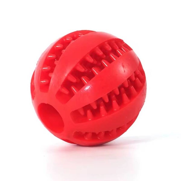 Jouet à mâcher Rouge pour chien 7,5 cm – balle friandise pour nettoyer les dents et occuper le chien