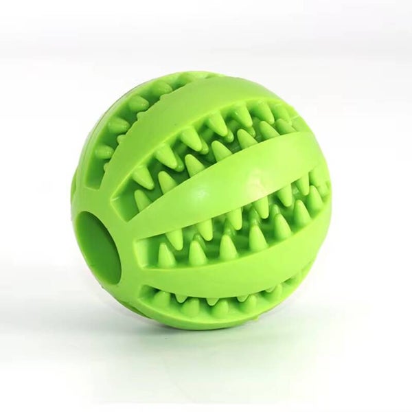 Jouet à mâcher vert pour chien 7,5 cm – balle friandise pour nettoyer les dents et occuper le chien
