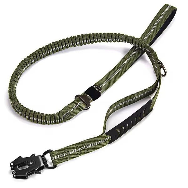 Laisse Vert armée Tactique Élastique avec Attache Voiture Sécurité Max