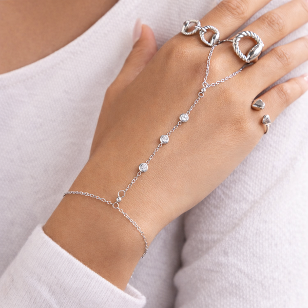 Silver Embrace Hand Chain