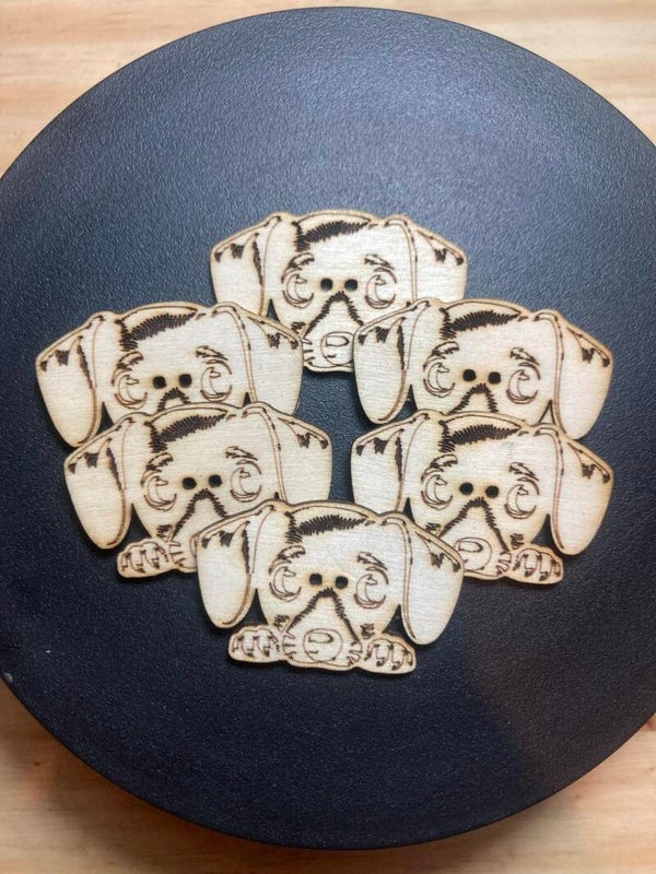 boutons chiens M2 en bois