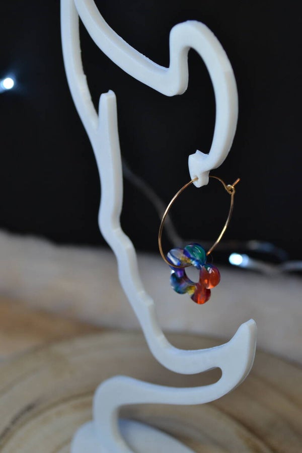 Boucles D oreilles marbré tricolor