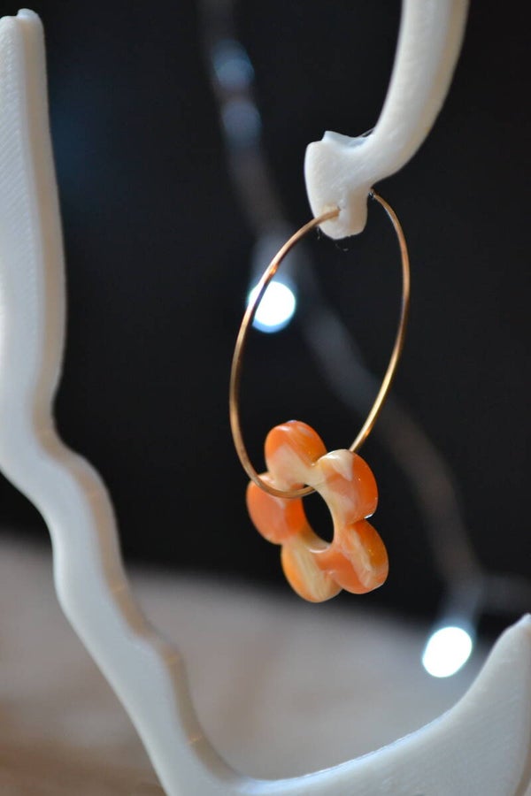 Boucles D oreilles orangé marbré