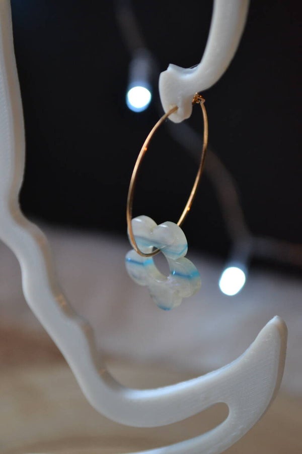Boucles D oreilles transparence bleu