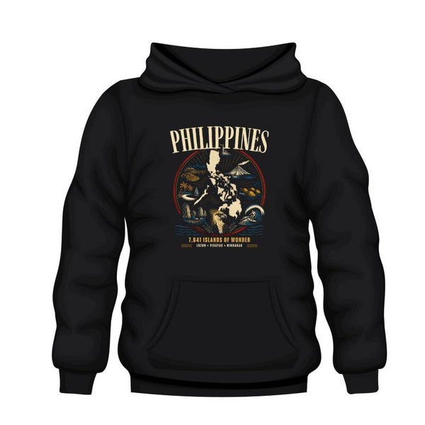 Premium Black Philippines Graphic Hoodie – 7,641 Islands of Wonder Edition - Unisex