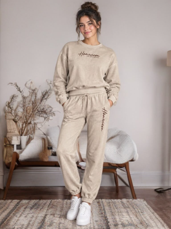 Ultimate Comfort Two-Piece Tracksuit-Women -Biege