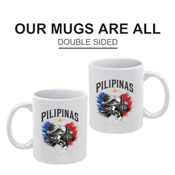 Pilipinas Flag Graphic White Coffee Mug – Durable Lead-Free Ceramic Mug for Hot & Cold Drinks