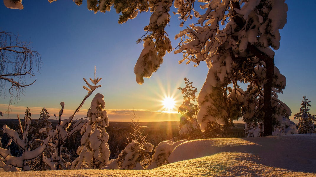 Experience a magical winter sunset at Bälingeberget, Sweden. A landscape photography gallery capturing the golden light and a story of creative rebirth.