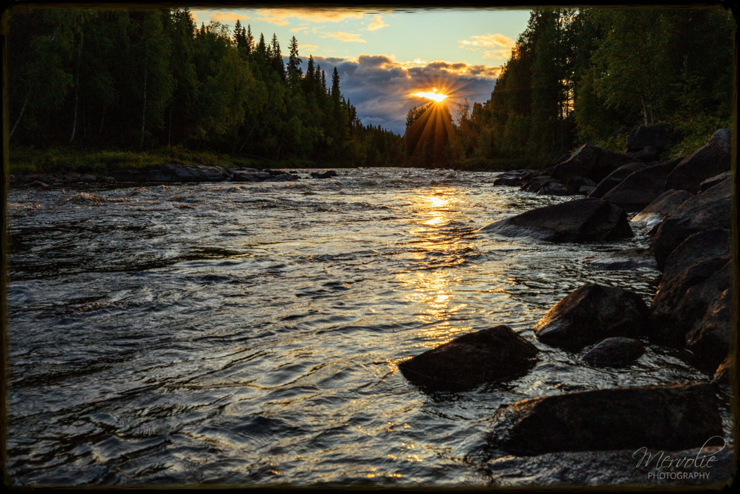 Landscape photography at Storforsen, Sweden, using long exposure to create silky water on a summer day.