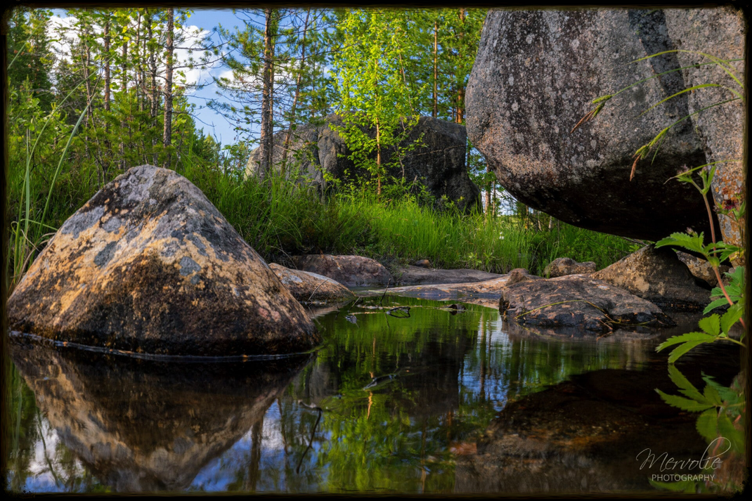 Landscape photography at Storforsen, Sweden, using long exposure to create silky water on a summer day.