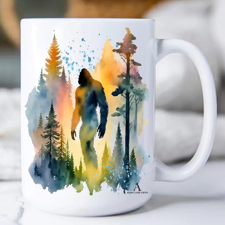 Sasquatch Big Foot Watercolor Mug 15oz.