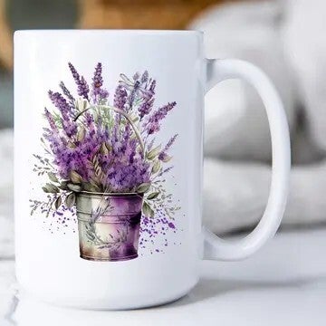 Vintage Garden Lavender Bouquet Mug 15oz.