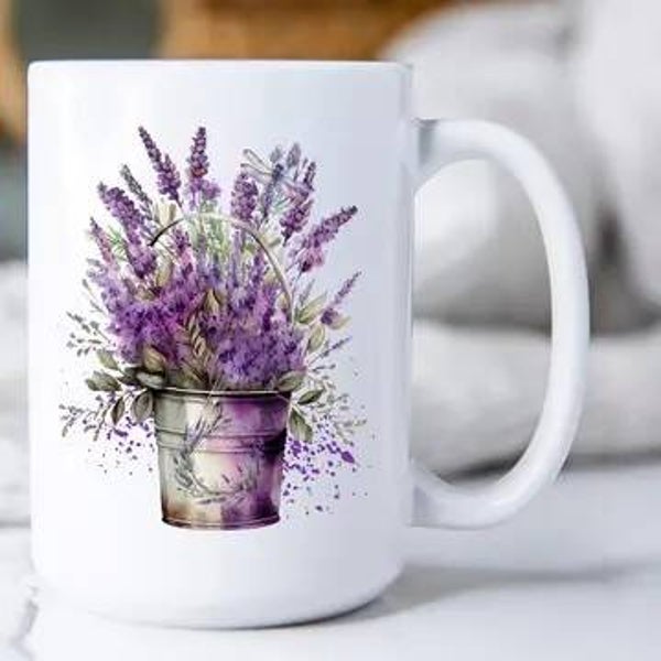 Vintage Garden Lavender Bouquet Mug 15oz.