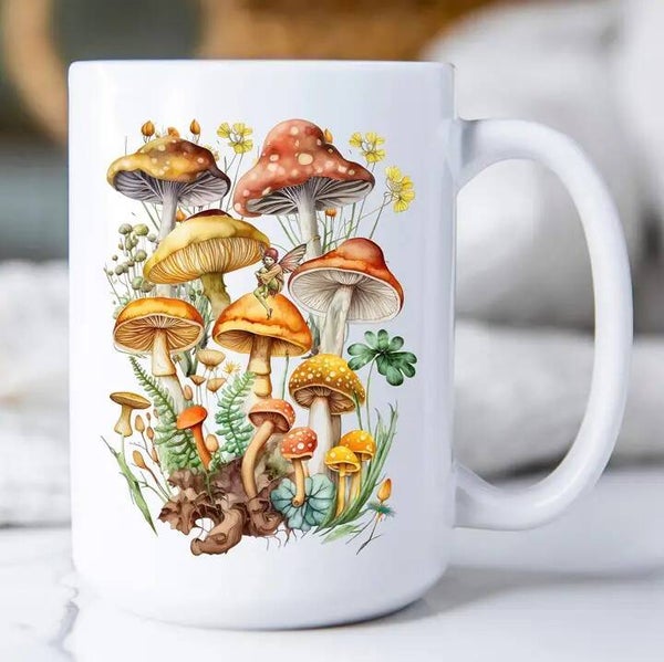 Vintage Mushrooms Botanicals Fairy Mug 15oz.