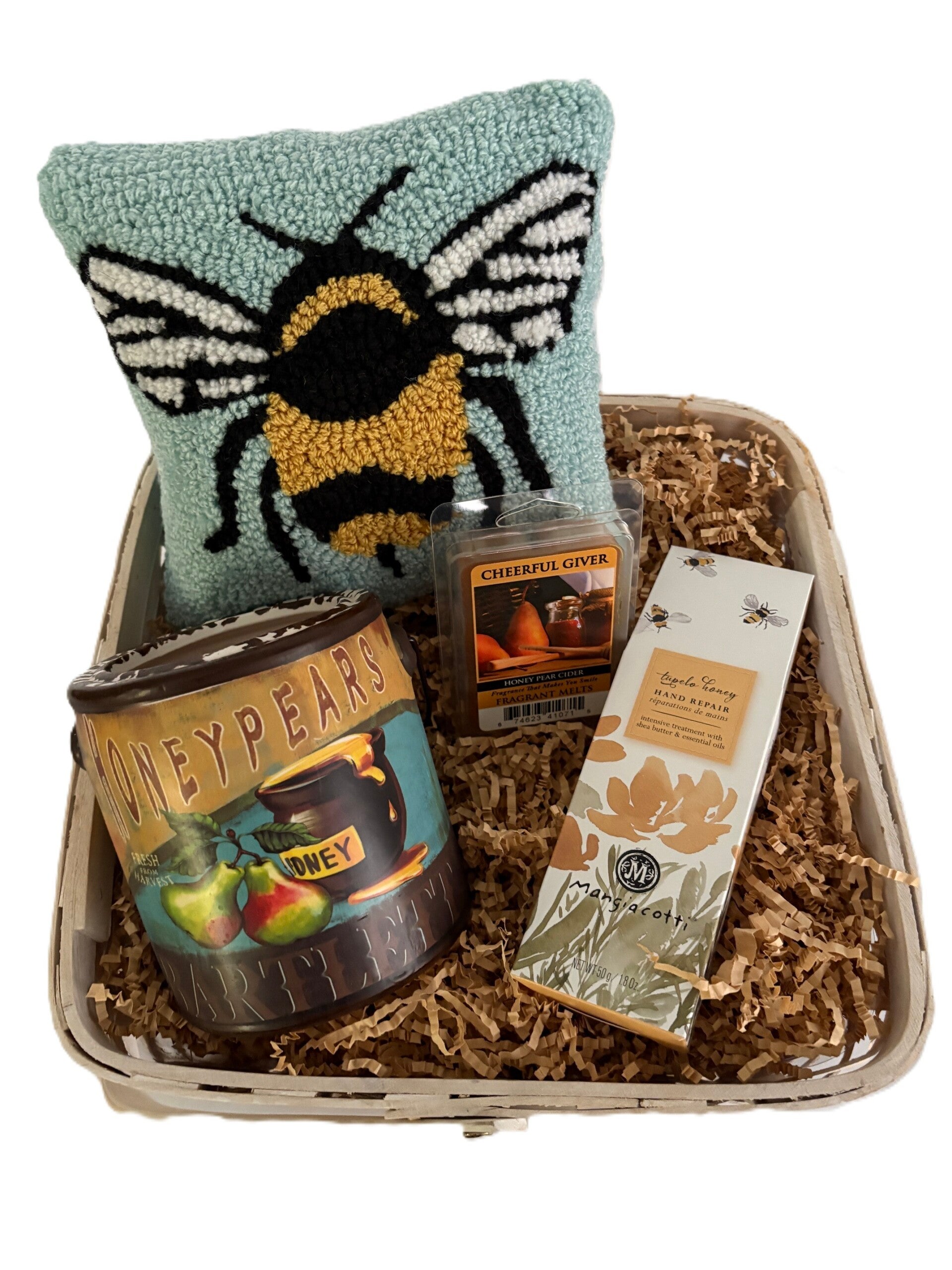 Bee Pillow, Candle & Lotion Basket
