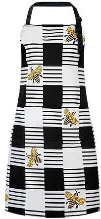 Honeybee Black/White Check Apron