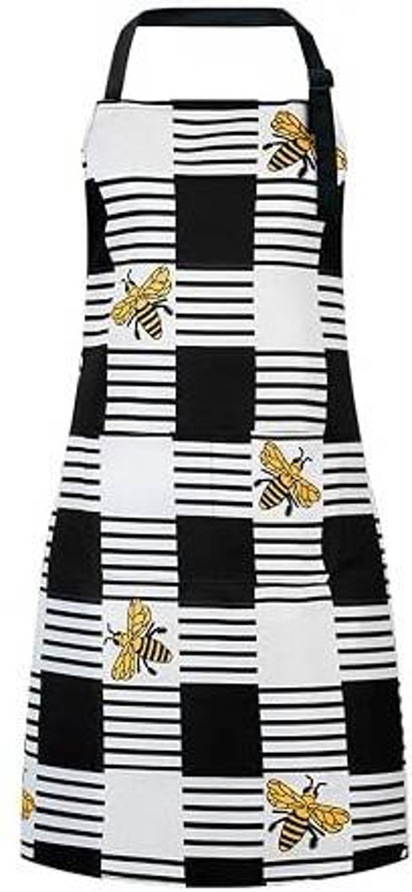 Honeybee Black/White Check Apron
