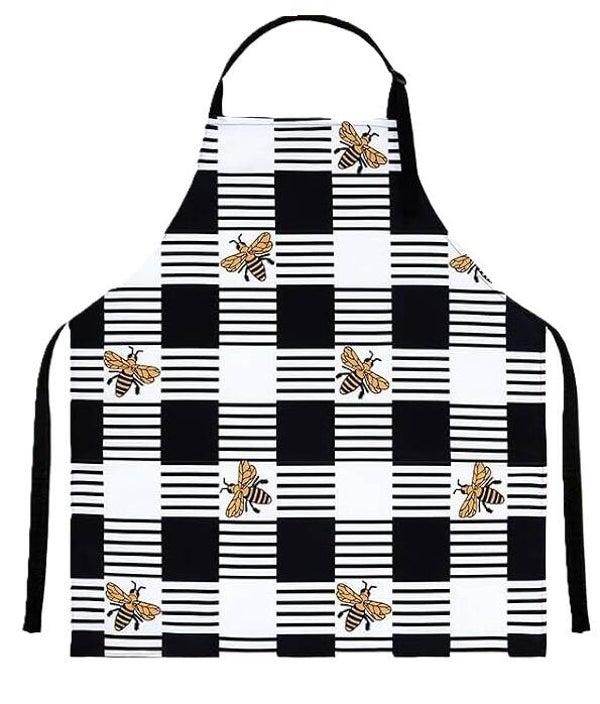 Honeybee White/Black Check Apron