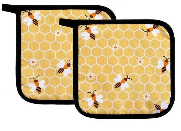 Honeybee Yellow/Black Pot Holder Set