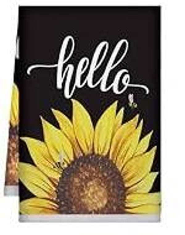 Sunflower Hello Black Tea Towel