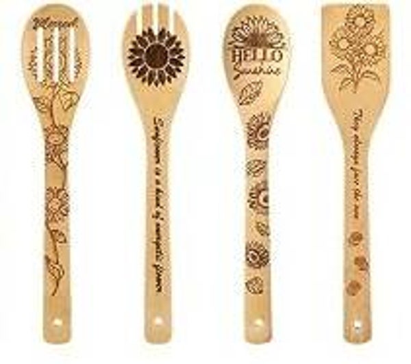 Sunflower Themed Wooden Spoon Set