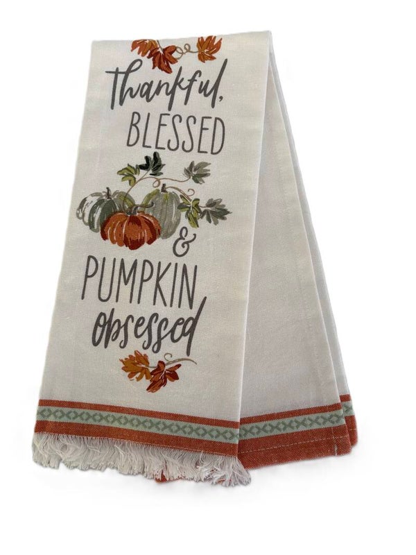 Thankful Blessed & Pumpkin Obsessed Towel