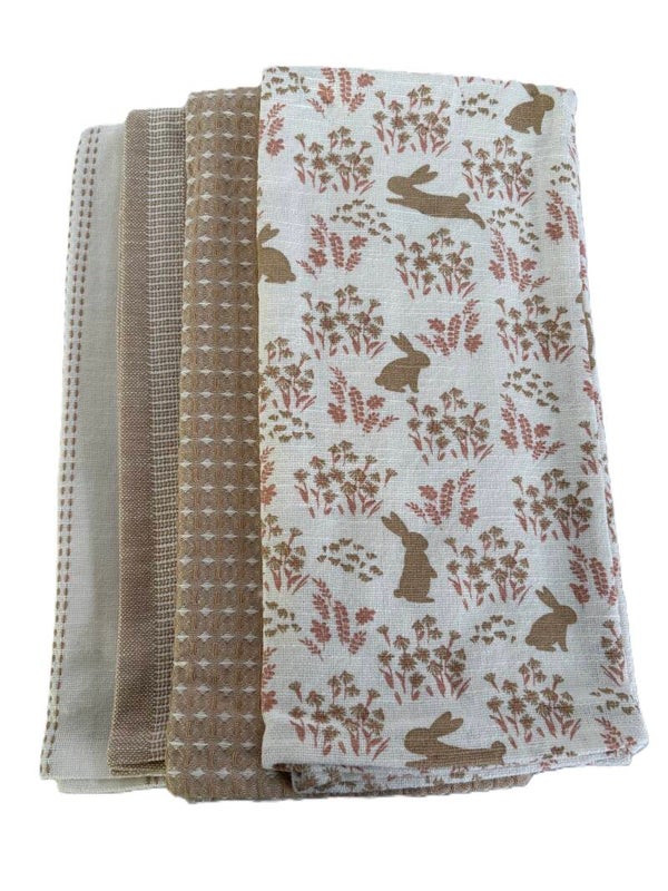 Bunny Farmhouse Cotton Kitchen Towel Set