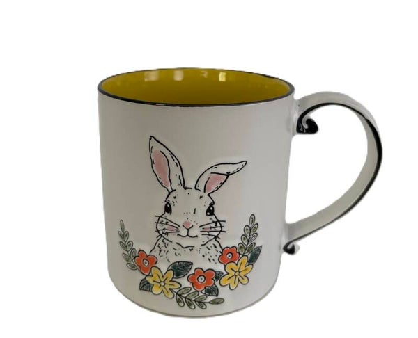 Bunny Mug with Yellow Accent