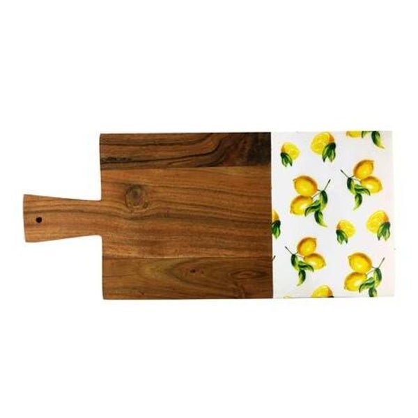 Wooden Cutting Board Lemon Accent