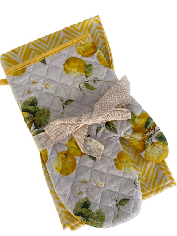 Lemon Oven Mitt & Tea Towel Set