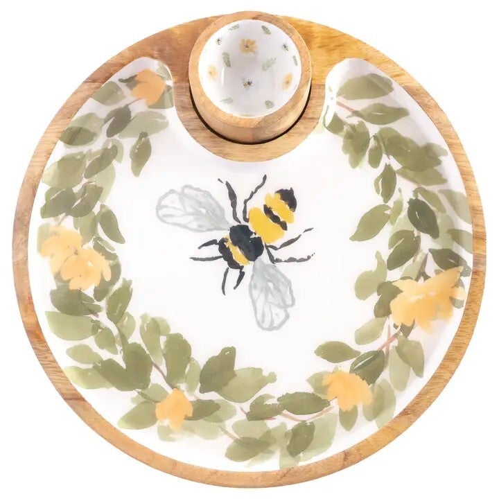 Bee Field Round Platter & Bowl