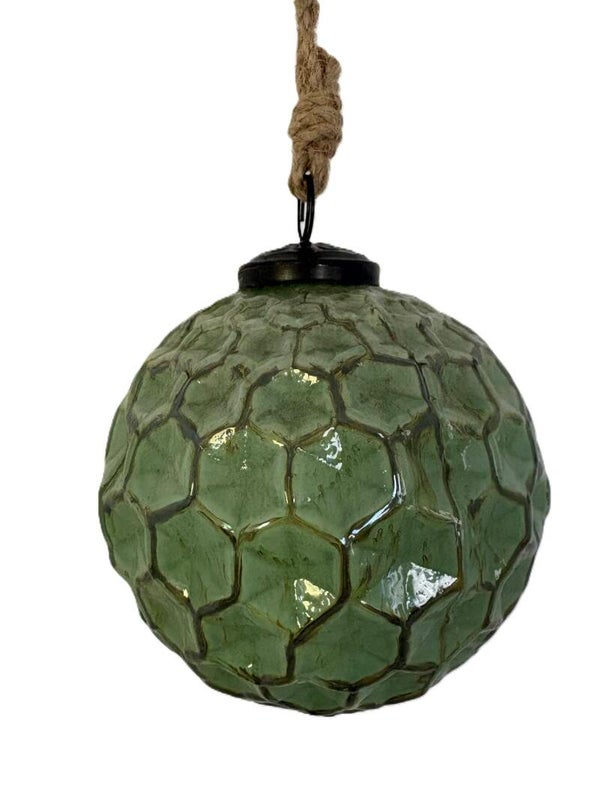 Mosaic Antiqued Green Glass Ornament