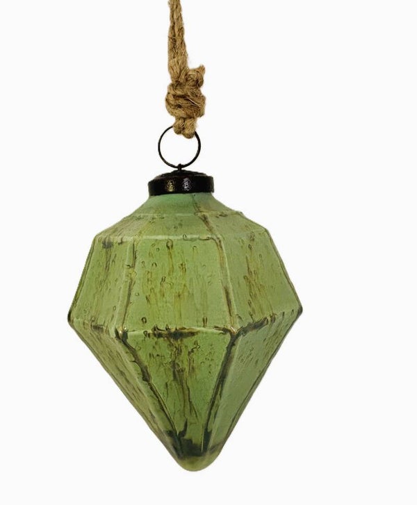 Mosaic Antiqued Green Teardrop Ornament