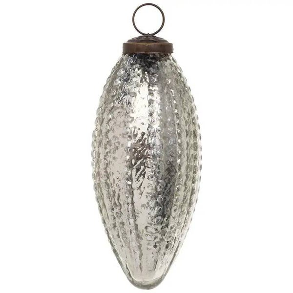 Vintage Inspired Silver Pinecone Glass Ornament